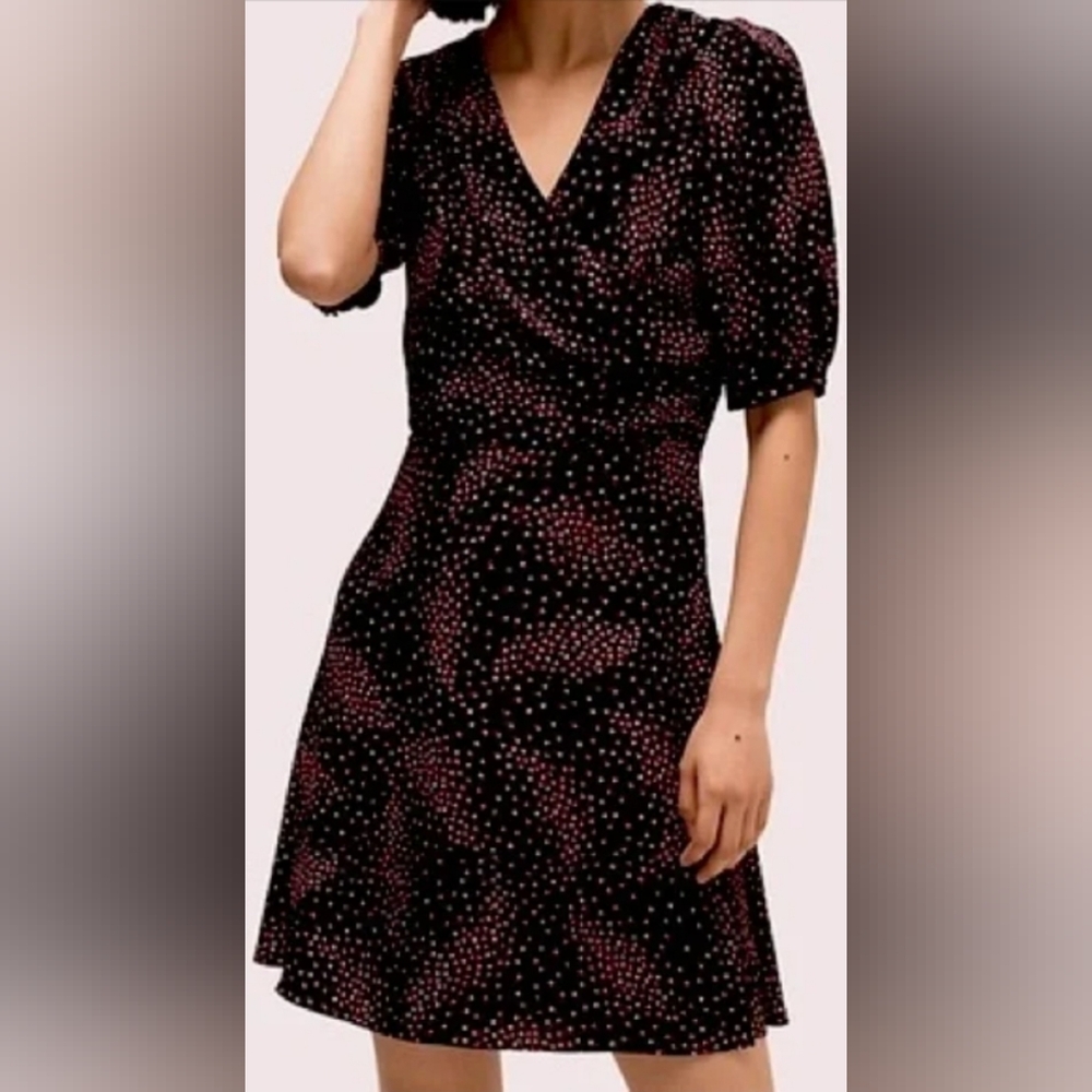 kate spade Black Mini Dress with Pink Polka Dot Print